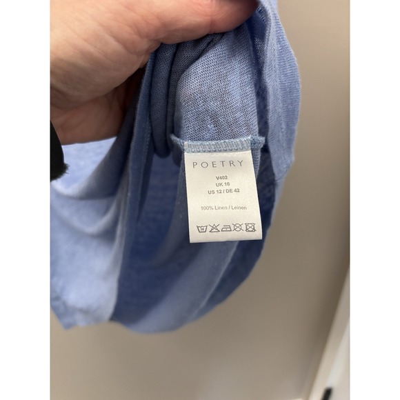 Poetry linen sleeveless women's top 12 Light Blue Scoop Neck Tank - Picture 3 of 10